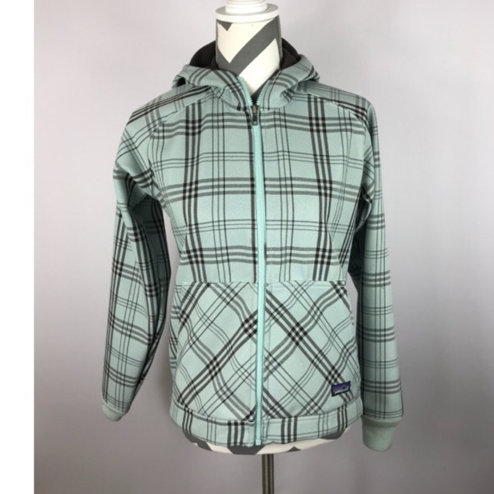 Patagonia Blue Plaid Slopestyle Zip Up Jacket